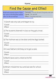 Image result for Cause and Effect Worksheets Free
