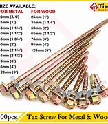 Image result for Tex Screw Sizes