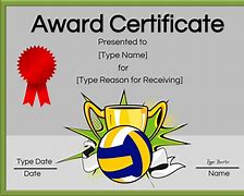 Image result for Certificate for Volleyball Awards