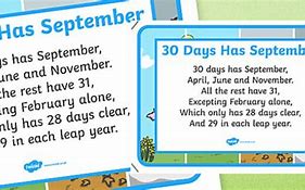 Image result for 30 Days Has September Printable