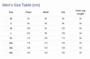 Image result for LC Waikiki Size Chart