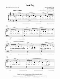 Image result for Lost Boy Sheet Music Piano Letters