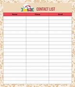 Image result for Phone Contact List Template