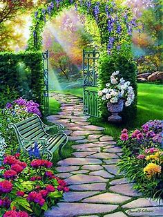 Scenery Pattern DIY Diamond Painting Without Frame | Garden layout, Beautiful paintings of nature, Garden planning