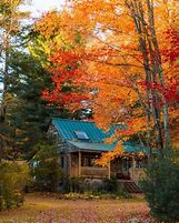 Image result for Picture of a Cabin Overlooking the Fall Trees