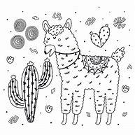 Image result for Llama and Cactus Coloring Pages