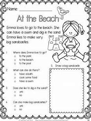 Image result for Summer Time Worksheets for Kids Reading Printable