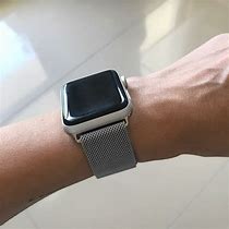 Image result for Silver Milanese Band and Black Apple Watch