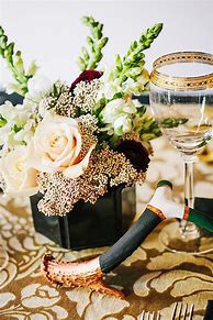 Image result for black and gold weddings flower