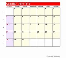 Image result for 1816 April Calendar