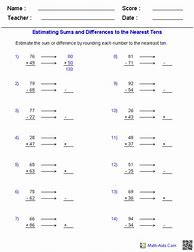 Image result for Estimating Sums Worksheets 3rd Grade