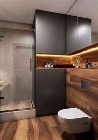 Image result for Black and Wood Bathroom