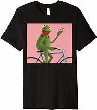 Image result for Kermit the Frog On a Bike Black T-Shirt