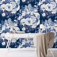 Image result for Navy Blue Floral Wallpaper