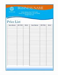 Image result for Free Business Price List Template