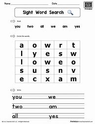 Image result for Preschool Sight Words Worksheets