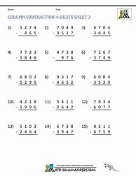 Image result for 4By 4 Digit Subtraction