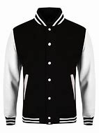 Image result for Black and White Hoodie Fleece Varsity Jacket