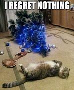 Image result for Cat Knocked Over Christmas Tree Meme
