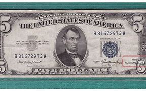 Image result for 5 Dollar Bill Blue Seal