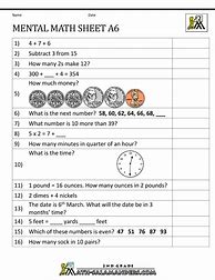 Image result for Mental Maths Worksheet for Class 2
