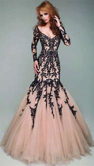 Image result for Black Lace Mermaid Prom Dress
