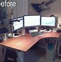 Image result for 3 Monitor Stand Up Desk