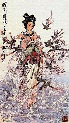 JINGWEI (simplified Chinese: 精卫; traditional Chinese: 精衛; pinyin: jīngwèi) is the name of a character in Chinese mythology… | Chinese folk art, Japan art, Asian art