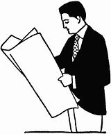 Image result for Reading Newspaper Clip Art Black and White