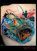 Image result for Fishing Rod and Largemouth Bass Tattoo