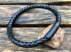 Image result for 6 Inches Black Leather Bracelets
