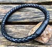 Image result for Black Leather Bracelets for Men