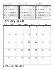 Image result for 1868 Calendar