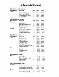 Image result for 5 Day Workout Sheet
