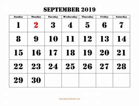 Image result for Free Printable Blank Calendar September 2019