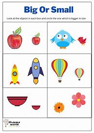 Image result for Big Small/Medium Preschool Worksheets