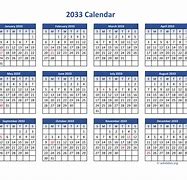 Image result for 2033 Calendar Printable