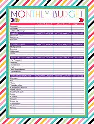 Image result for Personal Monthly Budget Worksheet
