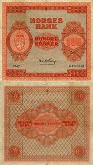 Image result for Norwegian Krone $100 Bill