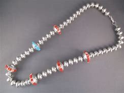 Image result for Turquoise Inlaid Silver Beads
