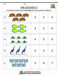 Image result for One More One Less Kindergarten Worksheets