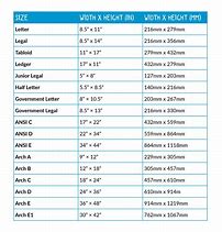 Image result for Paper Size Chart or Table