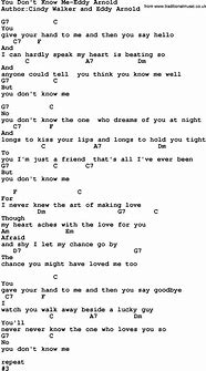 Image result for You Don't Know Me Chords