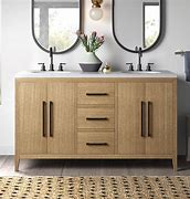 Image result for Light Wood Double Vanity 60 Inch