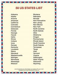 Image result for 50 States in Alphabetical Order List