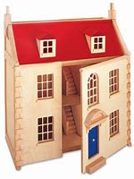 Image result for Wooden Dollhouse with Red Roof