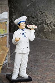Image result for Chef Holding Pizza Statue