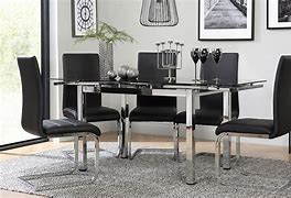 Image result for Black Glass Dining Table Set