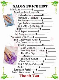 Image result for Nail Salon Price List