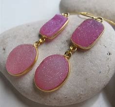 Image result for Pink Stone Earrings